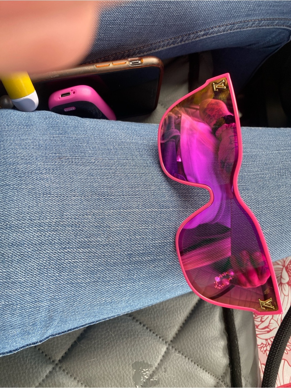 Louis Vuitton Pink Shield Sunglasses with Gold Logo